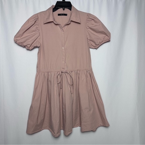 Deluc Gasus women’s mini dress XS Pink Romantic Puff Sleeves Preppy Babydoll - Picture 2 of 9